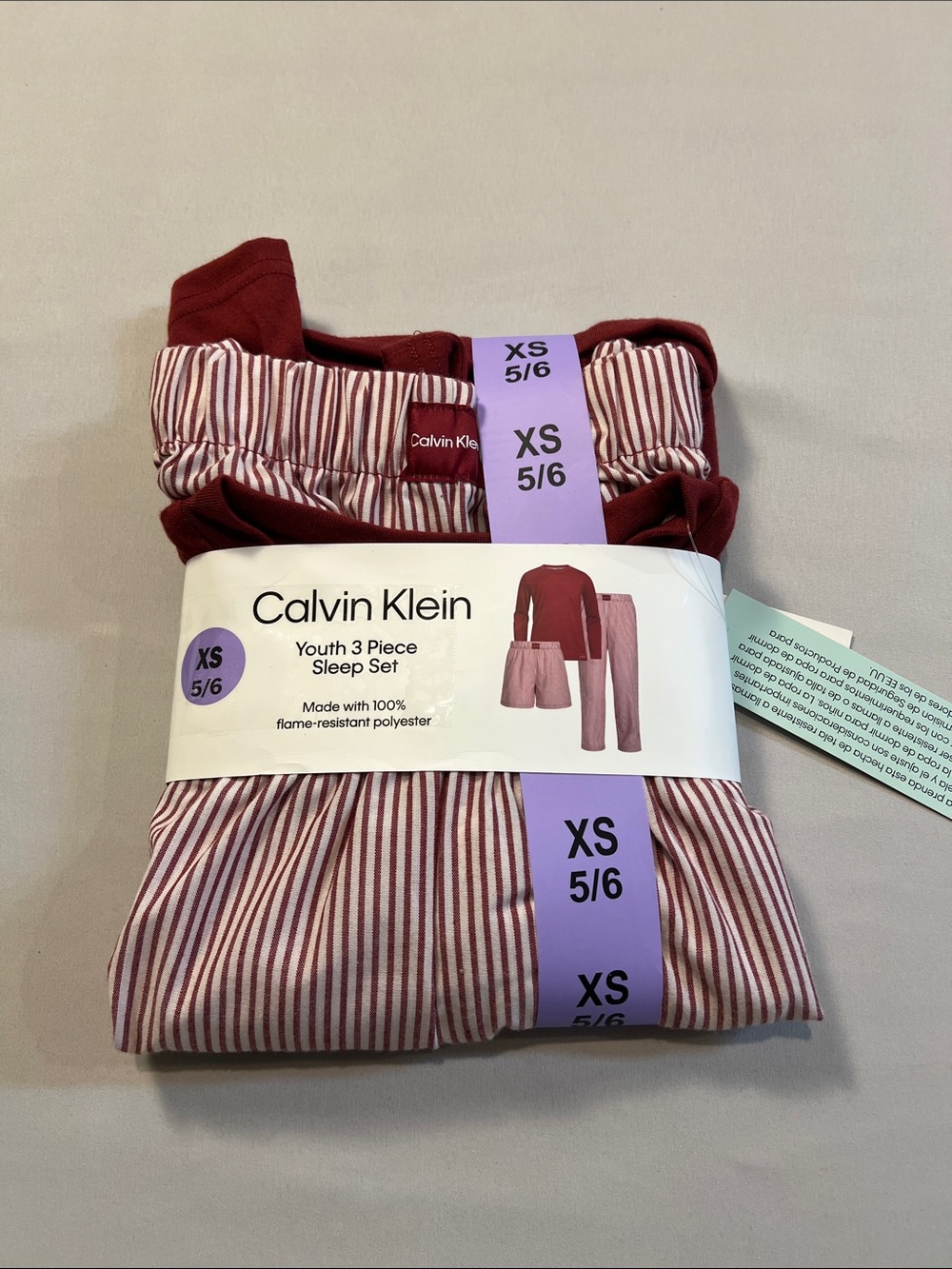 Calvin Klein Youth 3-Piece Sleep Set - Red and White Stripe